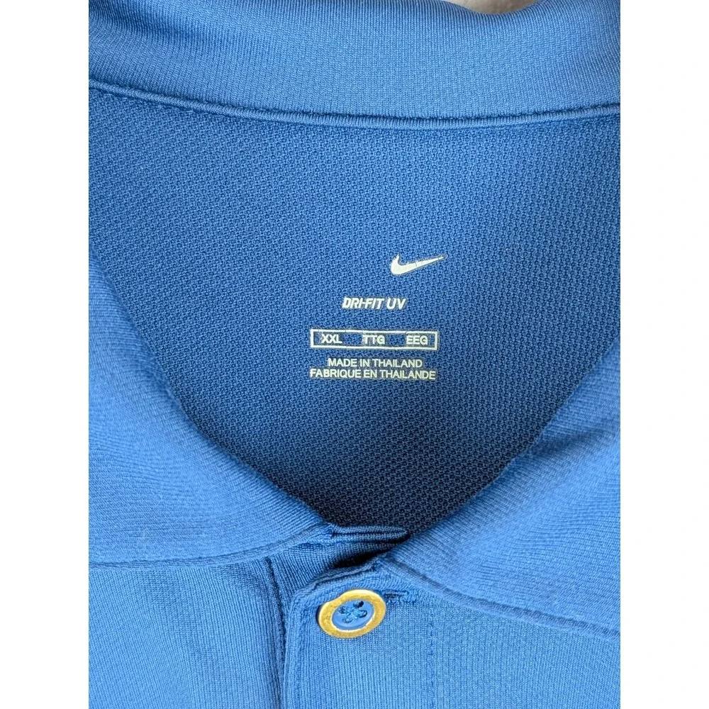 Nike Dri-FIT‎ UV Polo Shirt Mens XXL Blue Short Sleeve Golf Performance Swoosh